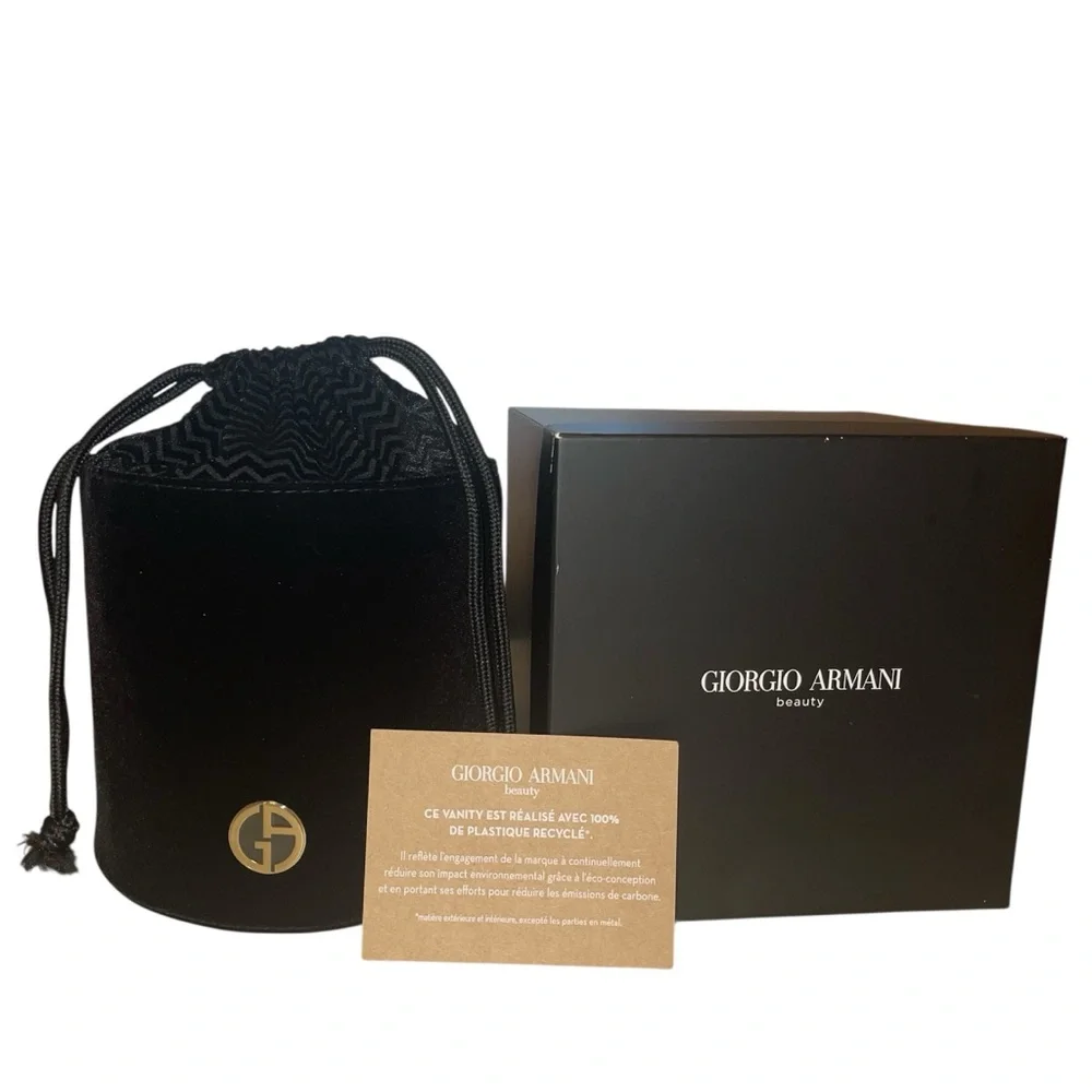 Giorgio Armani Beauty Luxury Black Velvet Drawstring Bag Cosmetic Pouch Travel